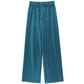 Women Fashion Summer Wide Leg Pants Pleated Ice Silk Trousers Elastic Waist Loose Casual Pants