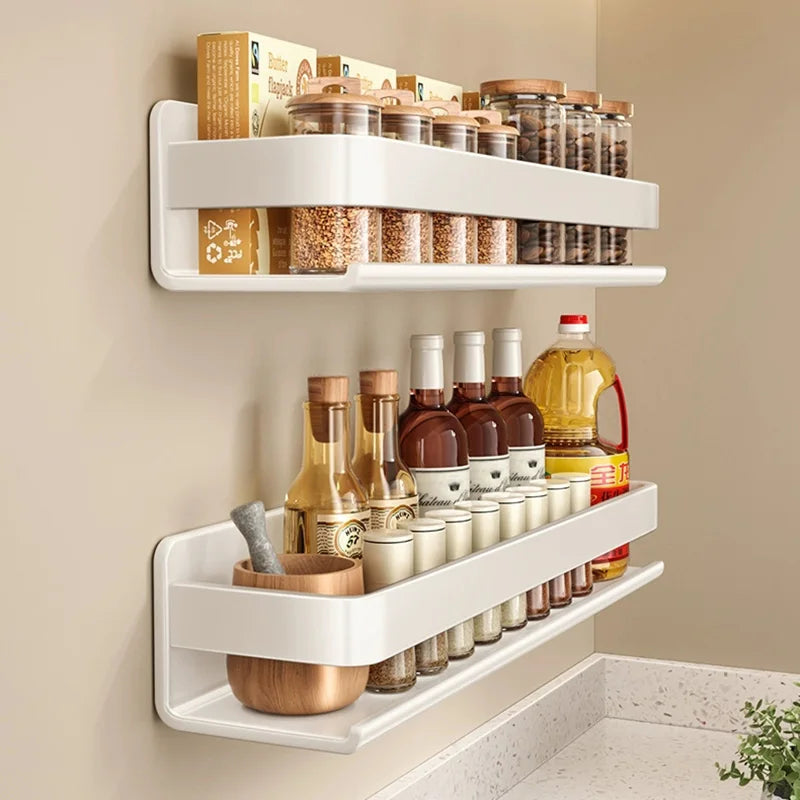White Storage Rack For Kitchen Holder Square Metal Bath Organizer Accessorie Bathroom Shelf Shelves Wall Mounted Shampoo 811780