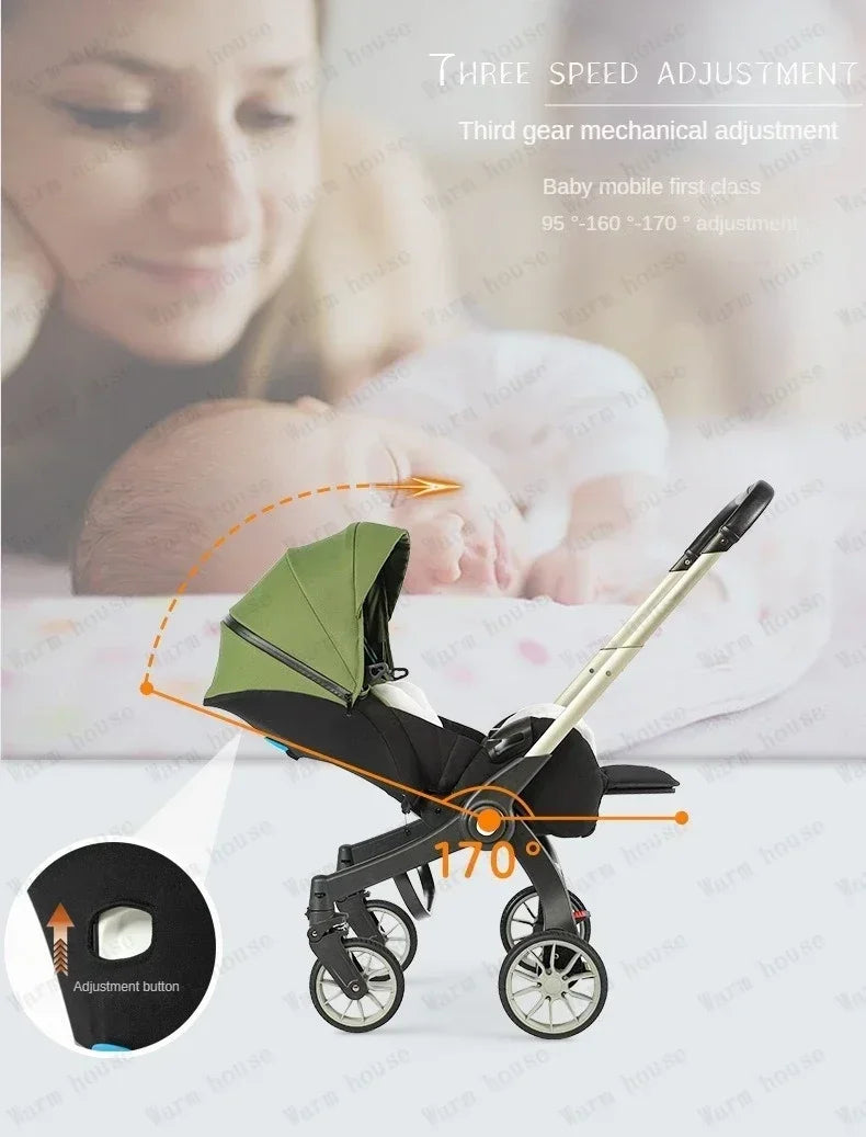 2025 New Baby Stroller 4in1 Multifunctional Newborn Baby Stroller 3in1 Foldable Basket Type Seat Lightweight Travel Pram