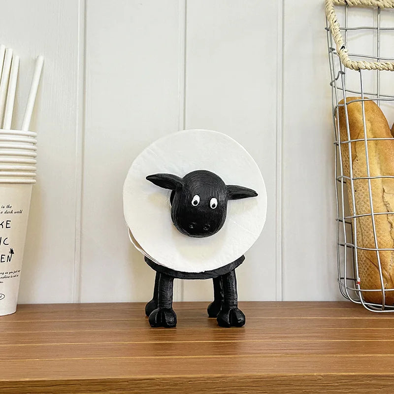 2PCS Pack Adorable Animal-Shaped Toilet Paper Holder: Resin Material, Suitable for Bathroom Decoration