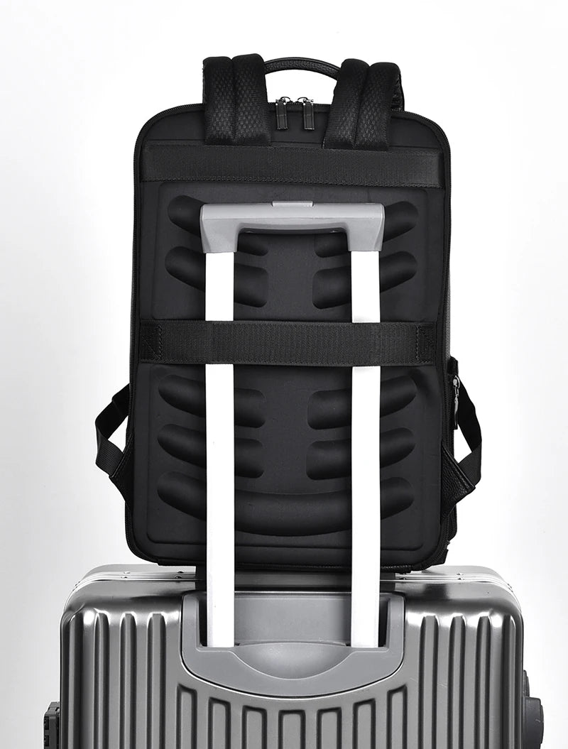 Executive Backpack Men PU Leather USB Charging Satchel Briefcase Office Travel Laptop Office Business Shoulder Back Pack Male