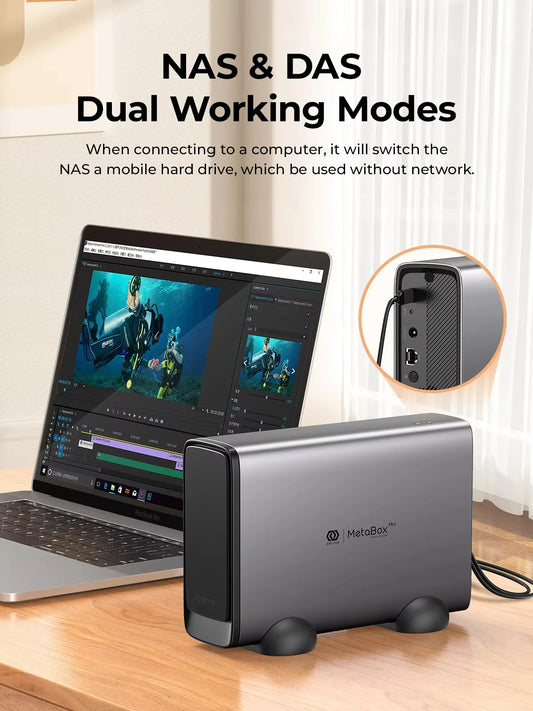 ORICO Personal Cloud NAS Storage SDVN 3.5"Data Securit Network Attached Storage with Automatic Cooling Fan Remote Access MetaBox