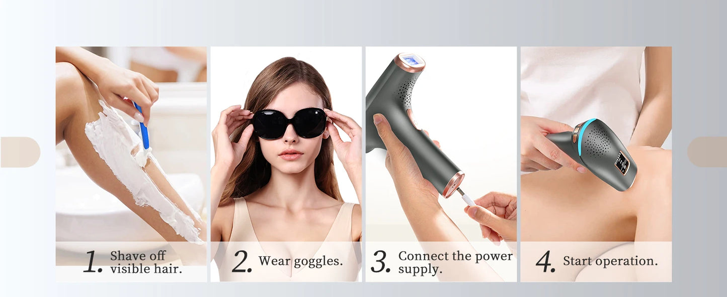 3-in-1 Laser Epilator 999900 Flash Painless IPL Hair Removal for Women Bikini Legs Arms Laser Hair Remover Permanent Depilato