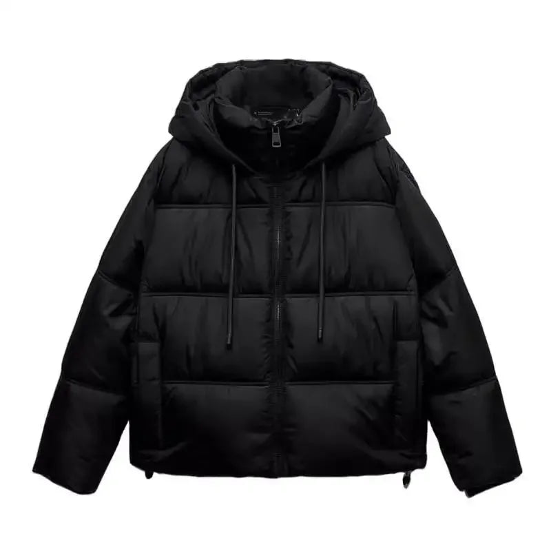 TAOP&ZA Autumn Winter New Casual Warm Cotton Jacket Short Hooded Coat Female Fashionable Long Sleeve Clothing from China