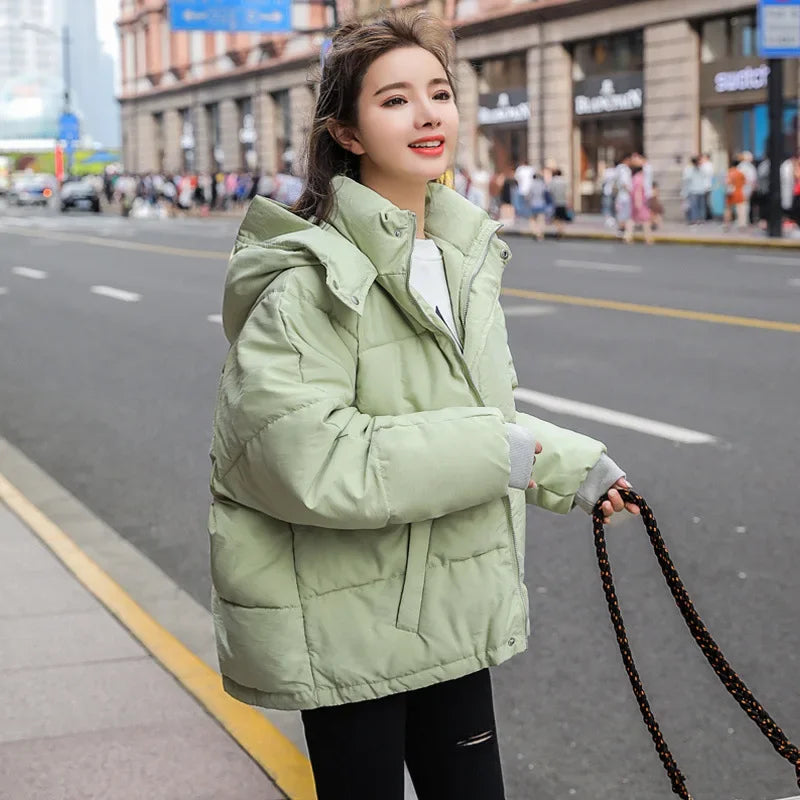 Women's Thickened Cotton Jacket Bread Style Winter Coat Loose Outerwear Student Fashion Korean Version Short Model