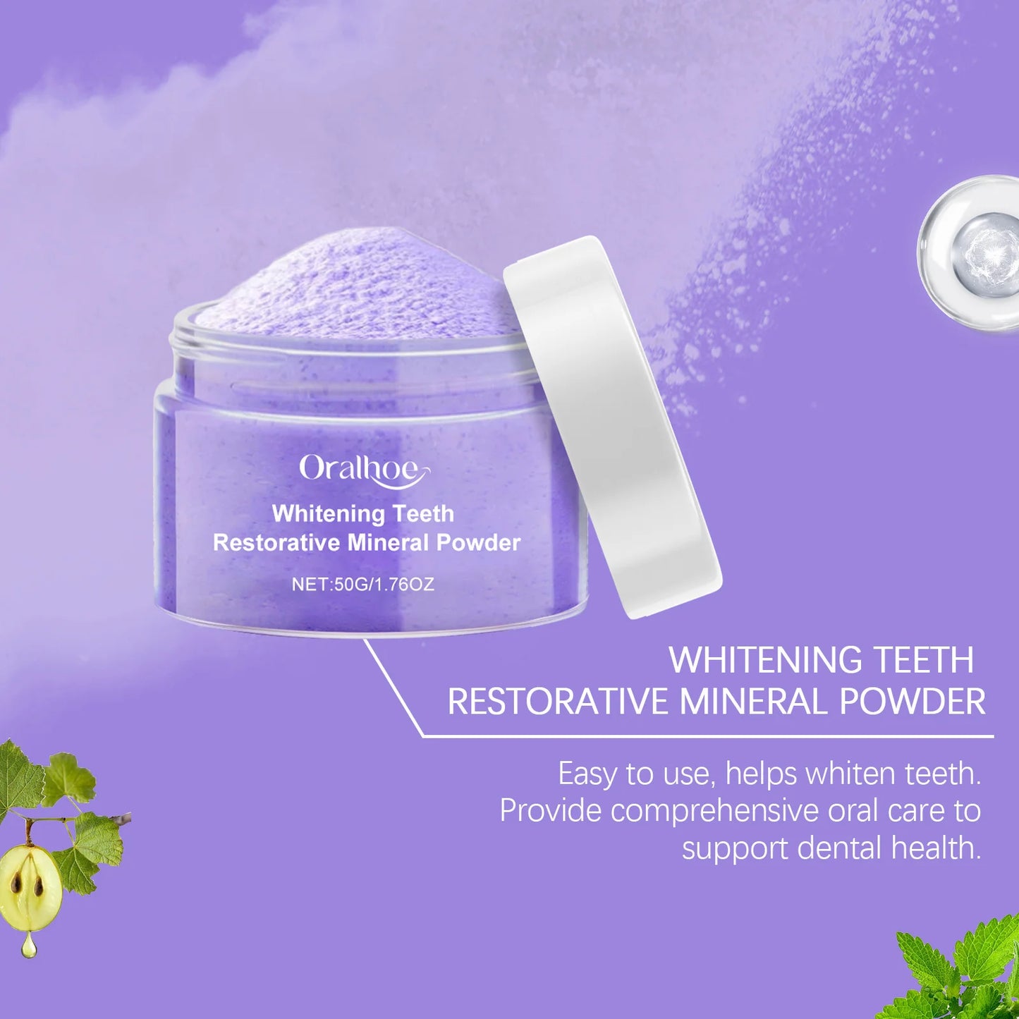 7 Day Teeth Bleaching Toothpaste Fresh Bad Breath Remove Yellow Stain Oral Hygiene Cleaning Dental Care Tool Purple Tooth Powder