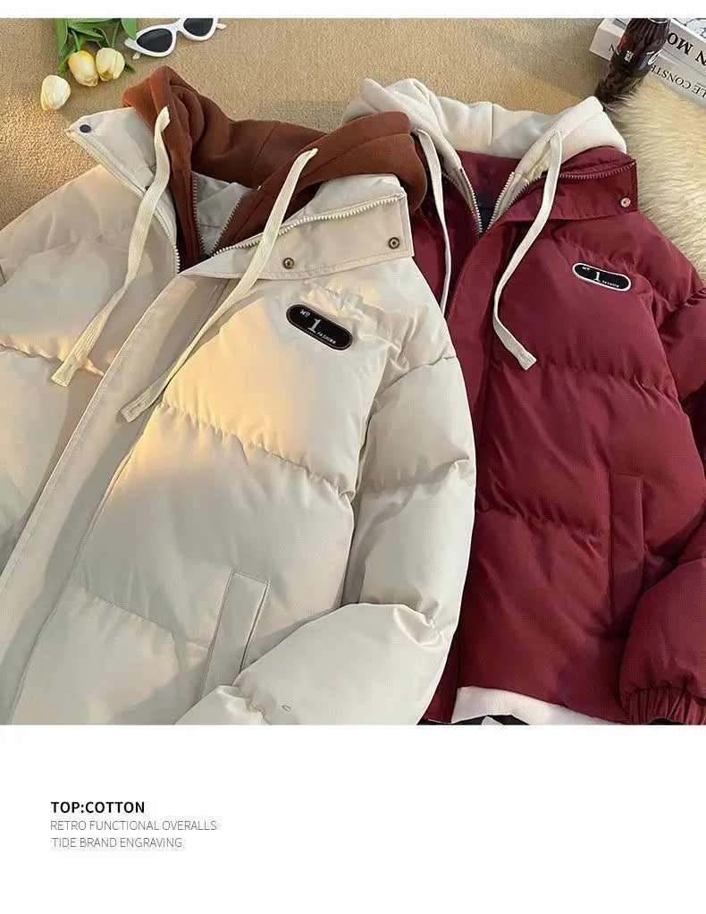 New Winter Cotton-padded Jacket Women, Two-piece Hooded Down Cotton Jacket Female Casual Warm Cotton-padded Clothing Parker Coat