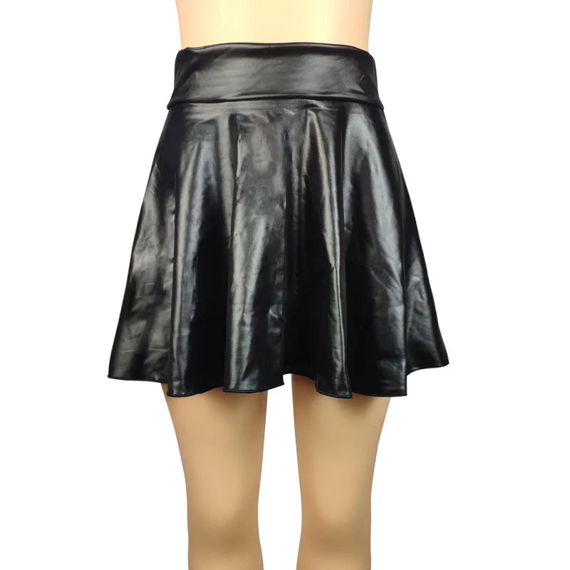 High Waist Faux Leather Textured Half Skirt For Women Versatile And Basic A-Line Skirt Umbrella Skirt Sexy And Slim Mini Skirt