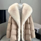 2025 Winter New Mid-length Temperament White Goose Puffer Parkas Women Fox Fur Detachable Large Lapel Fur Down Jacket High Qual