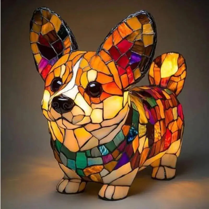 Dog Series Art Night Light Pug Lamp Stained Resin Mosaic Light Corgi Dachshund Dog Decoration Funny Gift For Pets Lover Children