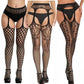 3 Pcs Pantyhose Fishnet Sexy Thigh-High Stockings Suspender Stockings for Women Garter Belt Stockings Hollow Out Pattern Tights