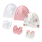3Set/lot Newborn Baby Hat Gloves Suit Cotton Boys Girls Beanie Hats Cartoon Printed Prevent Face Infant Gloves Shower Gifts