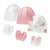 3Set/lot Newborn Baby Hat Gloves Suit Cotton Boys Girls Beanie Hats Cartoon Printed Prevent Face Infant Gloves Shower Gifts