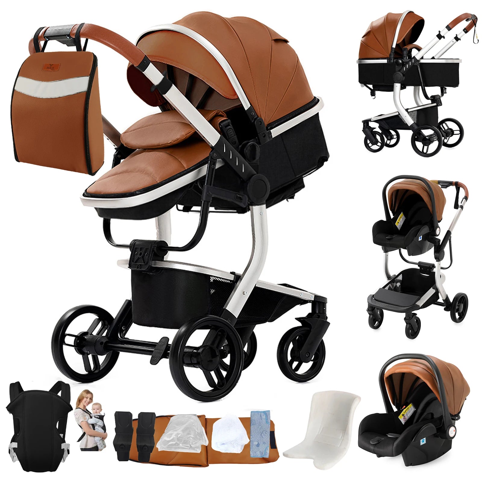 Magic ZC Lightweight stroller Baby stroller 3 in 1 Baby carriage strollers for baby light carts Baby carriage PU 3in1 stroller