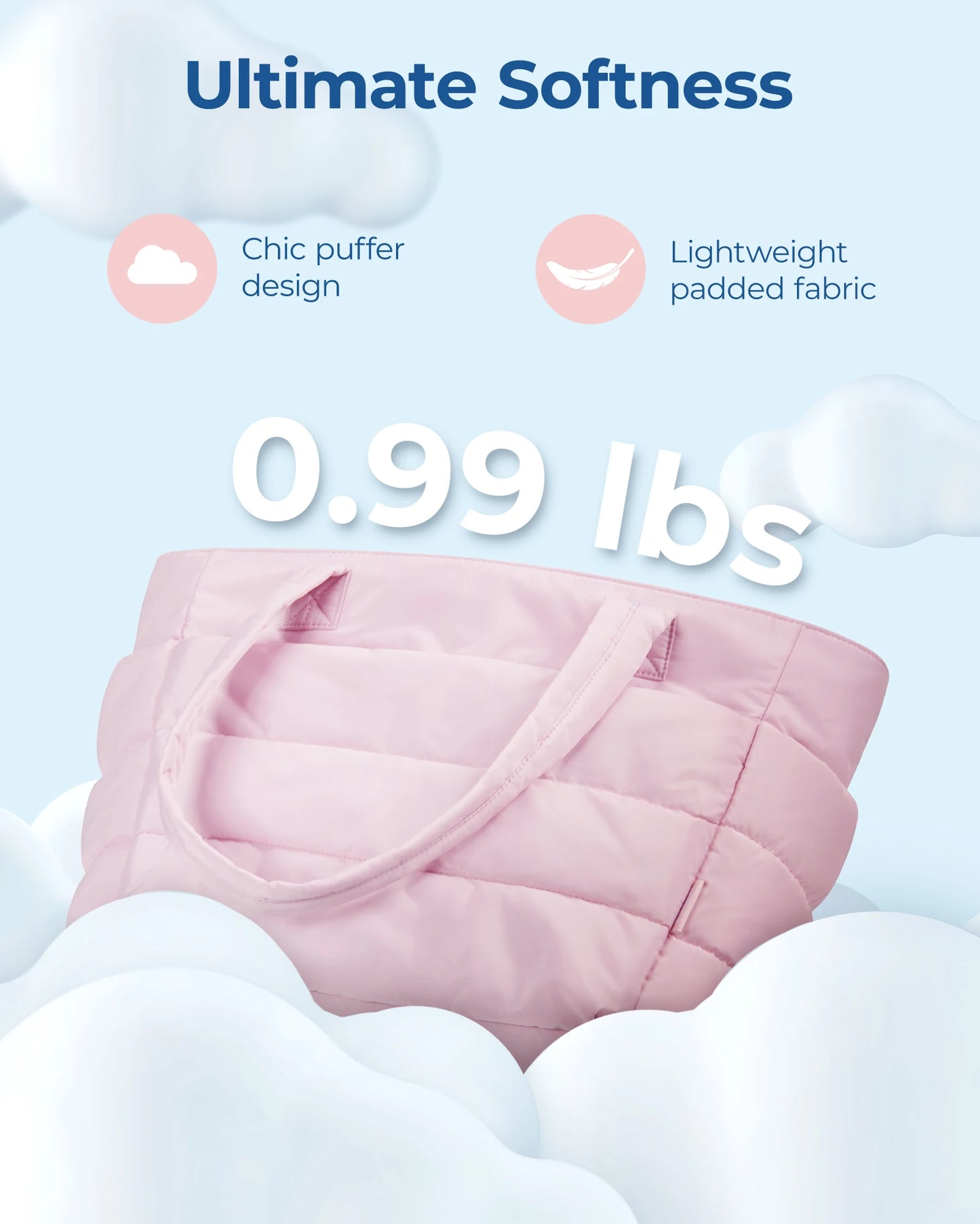 BAGSMART Women's Bag Solid Color Tote Bag Commuting College Padded Shoulder Bag Leisure Simple Female Work Handbags Travel