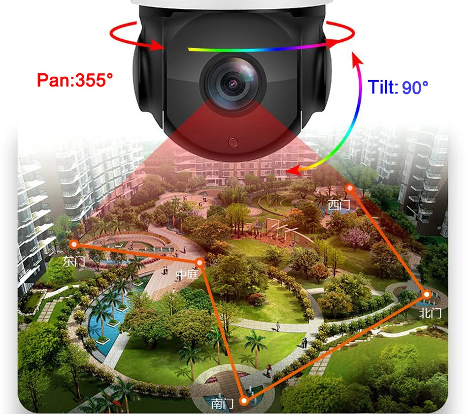 Max.512G Laser Infrared Metal Auto Tracking 4K 8MP 90X Optical Zoom 360° 2.4GHz 5GHz WIFI PTZ Speed Dome Surveillance IP Camera