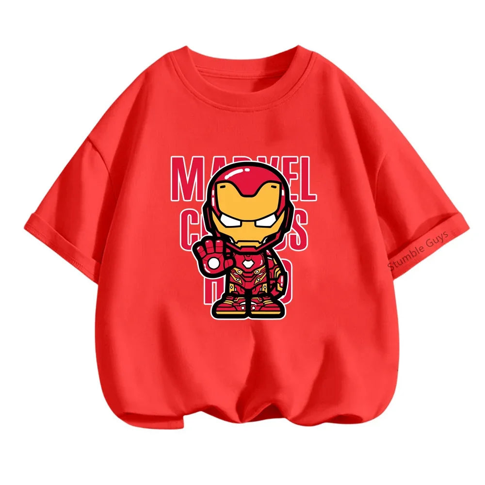 Superhero Iron Man Tshirt Kids 3 -14 Years Old Boys Clothes Top Tees The Avengers Baby Clothes Girls  T-shirts Teen Clothes