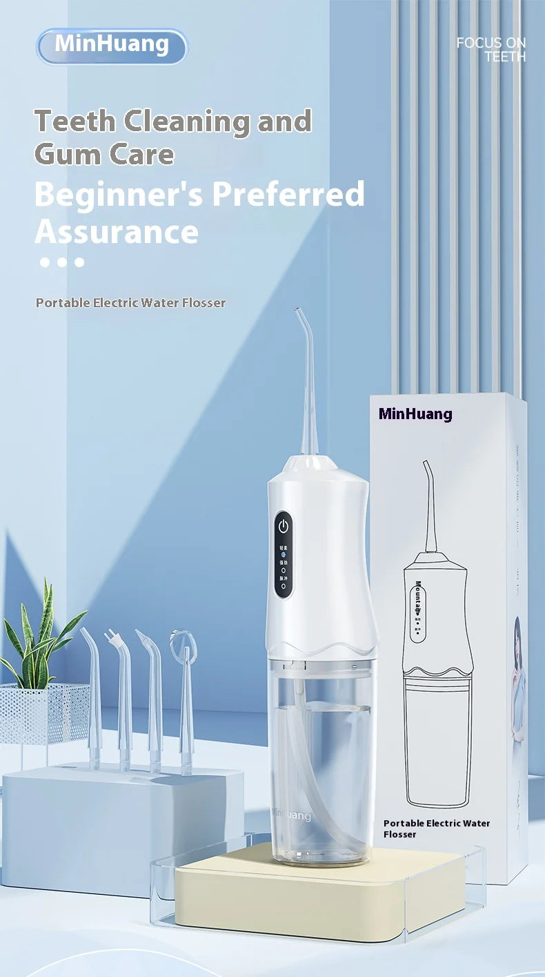 Electric Water Flosser 68000 Pulses-3 Modes, 4 Nozzles,200ML Tank, IPX7 Waterproof, Portable Oral Irrigator for Braces &Gum Care