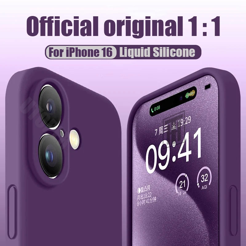 New 17 Series Official Silicone Soft Case for iPhone 17 Air 16 15 14 13 12 11 Pro Max Plus Solid Color Protect Shockproof Cover