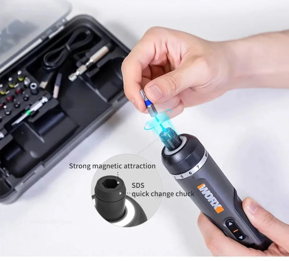 Worx 30 Bit Sets Power Tools WX242 Electrical Screwdriver Set Smart Cordless Drill Screwdrivers USB Rechargeable Set Home Repair
