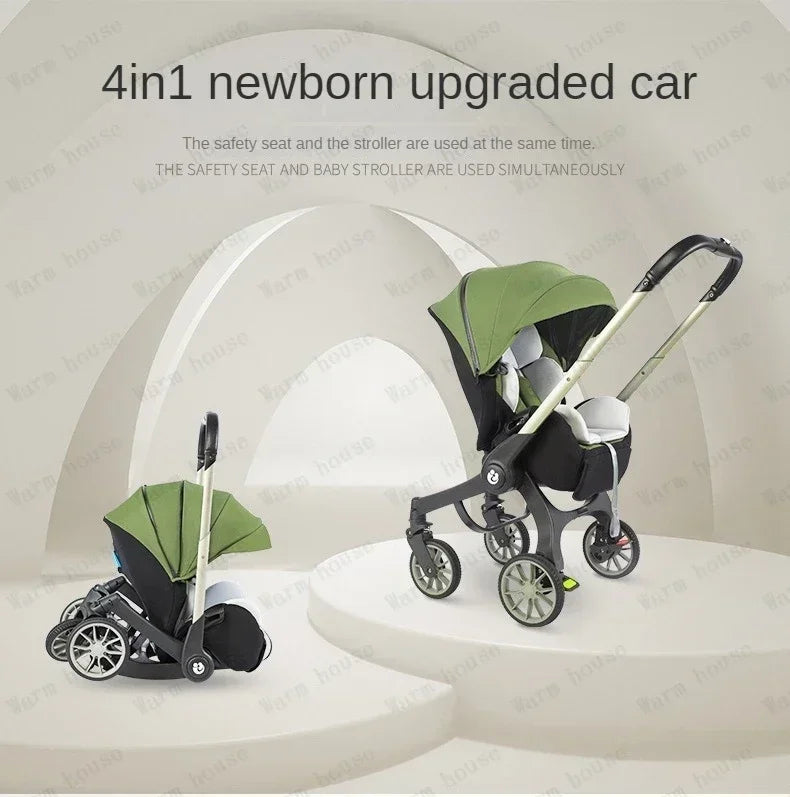 2025 New Baby Stroller 4in1 Multifunctional Newborn Baby Stroller 3in1 Foldable Basket Type Seat Lightweight Travel Pram