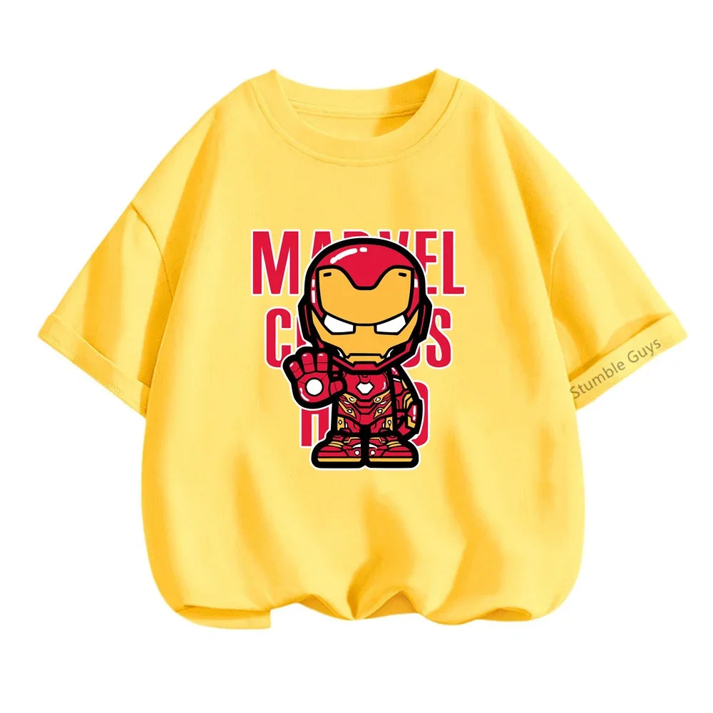 Superhero Iron Man Tshirt Kids 3 -14 Years Old Boys Clothes Top Tees The Avengers Baby Clothes Girls  T-shirts Teen Clothes