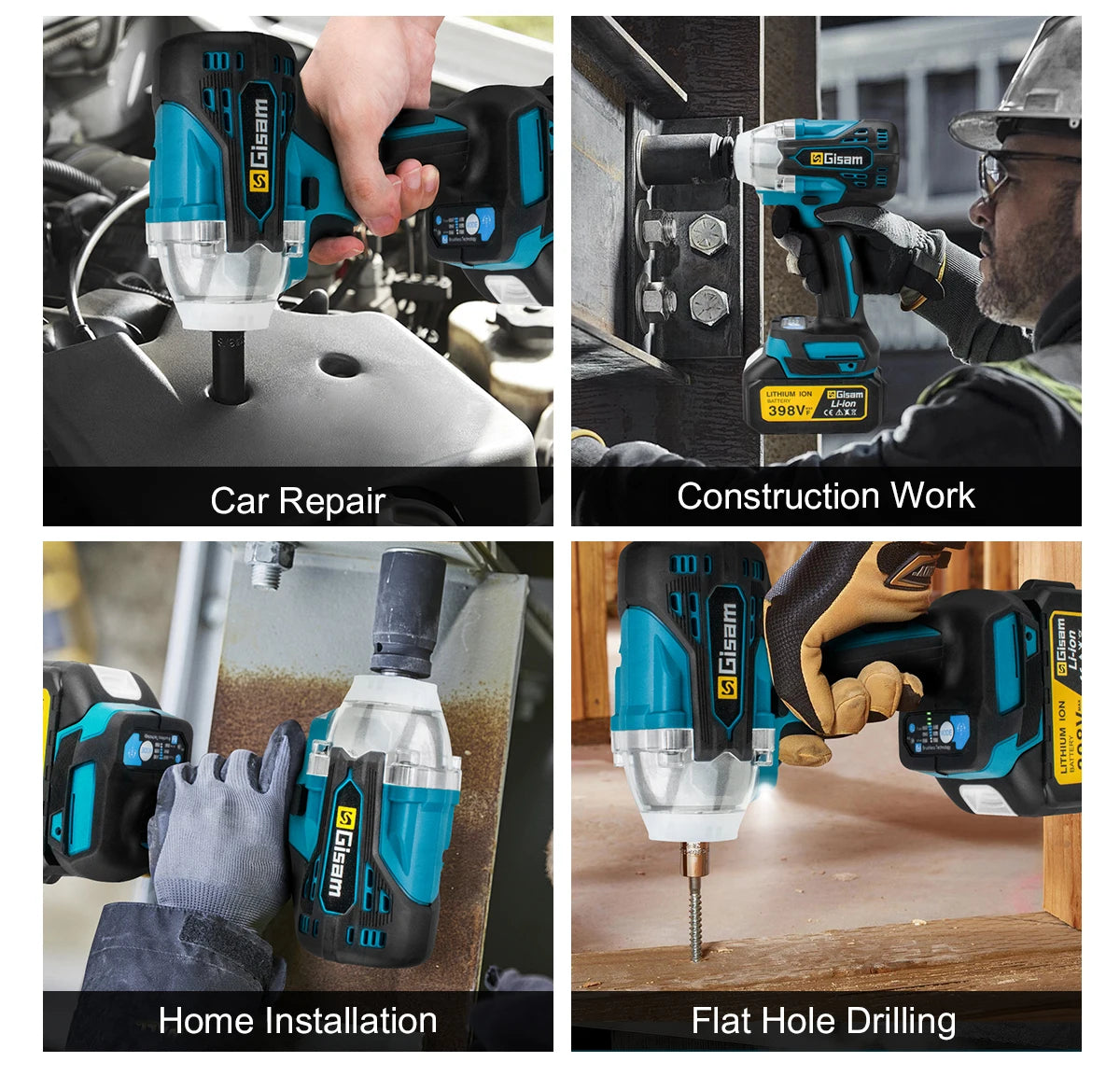 Gisam Brushless Power Tools Sets Electric Impact Wrench Electirc Drill Angle Grinder Electric Hammer For Makita 18v Battery Pins