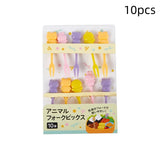 Fruit Fork Cartoon Kids Cake Fruit Toothpick Mini Animal Fork Food Grade Plastic Bento Lunch Bento Accessories Party Decor