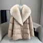 2025 Winter New Mid-length Temperament White Goose Puffer Parkas Women Fox Fur Detachable Large Lapel Fur Down Jacket High Qual