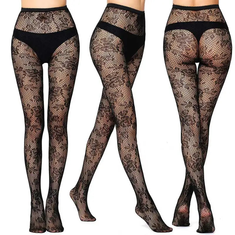 Sexy Mesh Stockings Print Patterns Flower Heart Skull Nylon Push Up  Slim Women Fishnet Tights Y2k Party Club Gothic Pantyhose