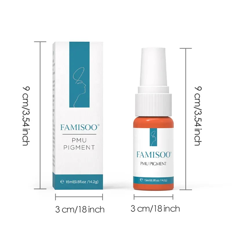 15ML FAMISOO Henna Lip Tattoo Ink Professional Permanent Makeup Pigment Rose Pink Lips Pigments Micropigmentation Tattoo Supplie