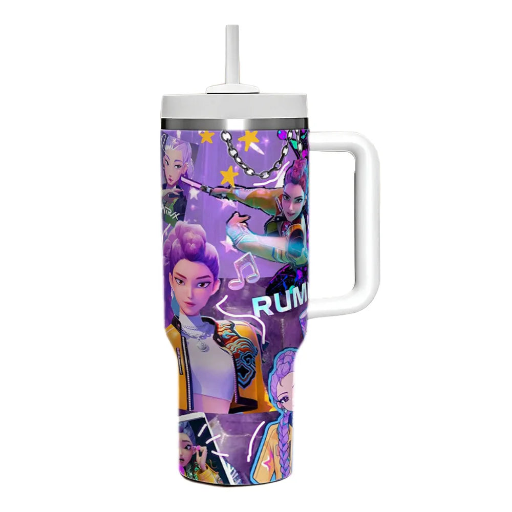 K-pop Demon Hunters Themed Custom Print Insulated Straw Cup