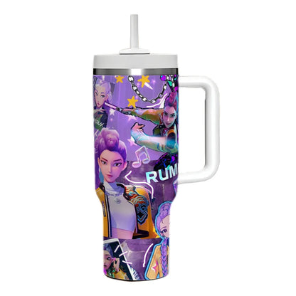 K-pop Demon Hunters Themed Custom Print Insulated Straw Cup