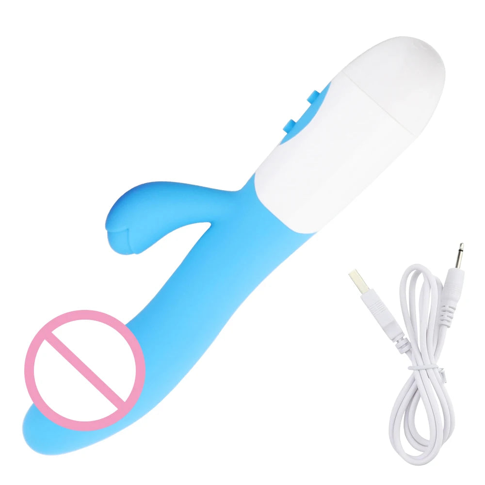 Rechargeable Dildo Rabbit Vibrator Dual Vibration G Spot Vagina Massager AV Stick Clitoris Sex Toys for Women Female Masturbator