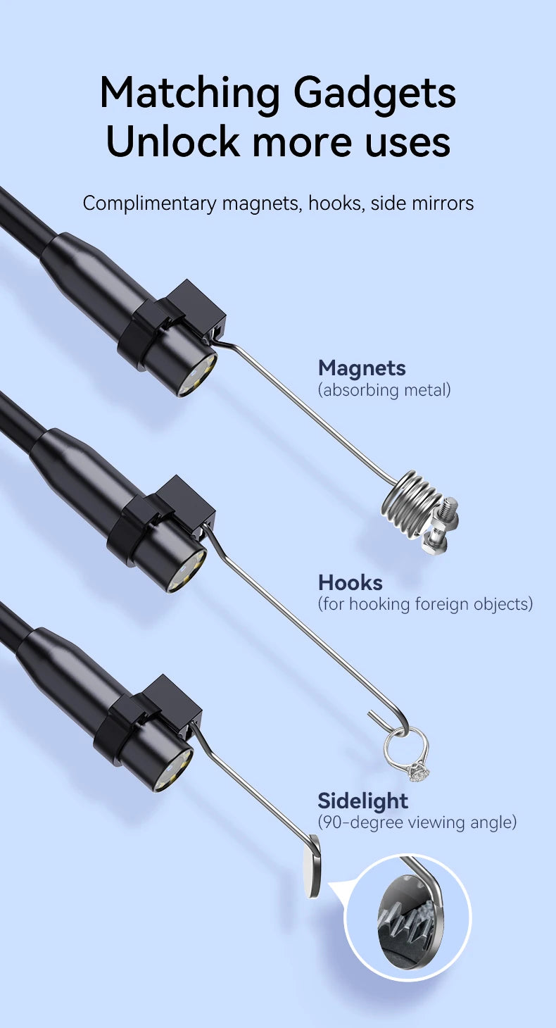 4.3 "Single&Dual Lens Industrial Endoscope Camera HD1080P Car Inspection Borescope IP67 Waterproof Sewer Camera With 8LEDs Hard