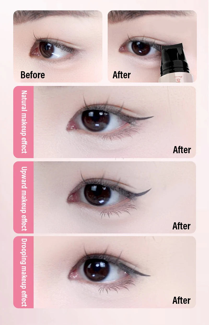 Rotating Eyeliner Stamp Pen Quick-drying Waterproof Eyeliner Liquid Long-lasting Black Brown Eyeliner Small Portable Eye Liner