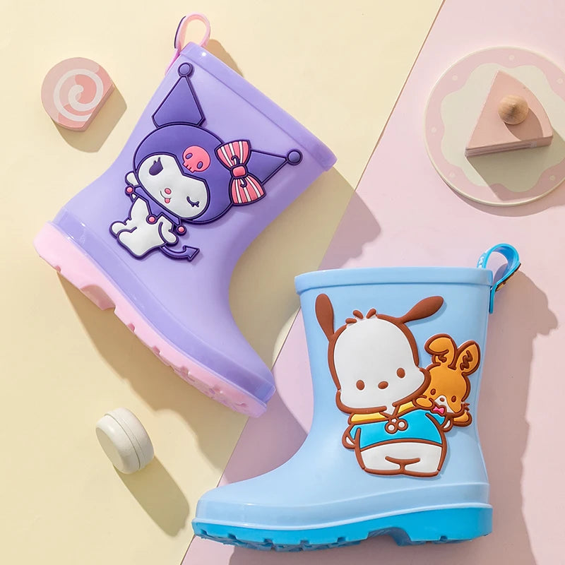 Sanrio Children's Rain Boots Cute Kuromi Melody Pachocco Non-slip Rain Shoes For Boys And Girls Waterproof Shoes Summer Summer