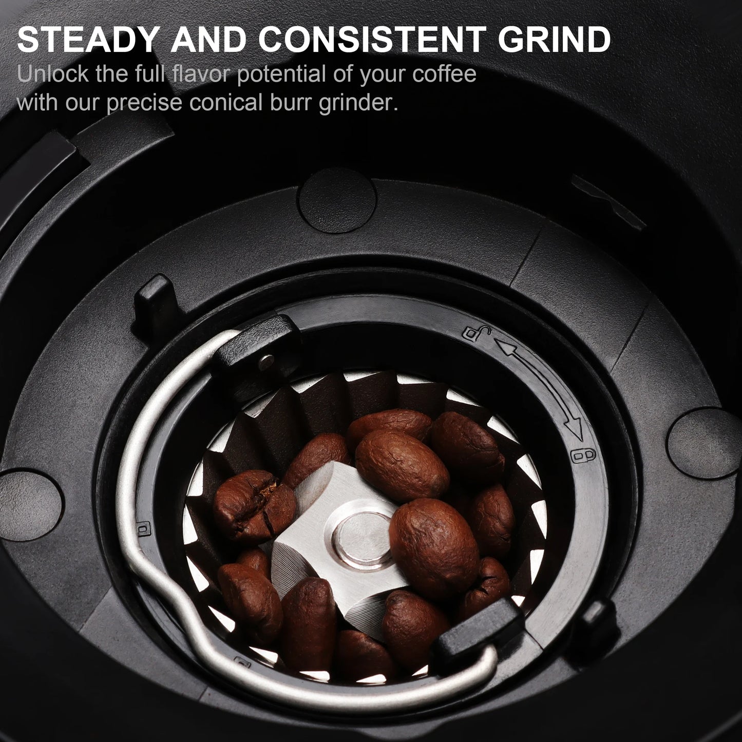 BioloMix Automatic Burr Mill Electric Coffee Grinder, featuring 30 gears for grinding espresso and American coffee, With Magneti