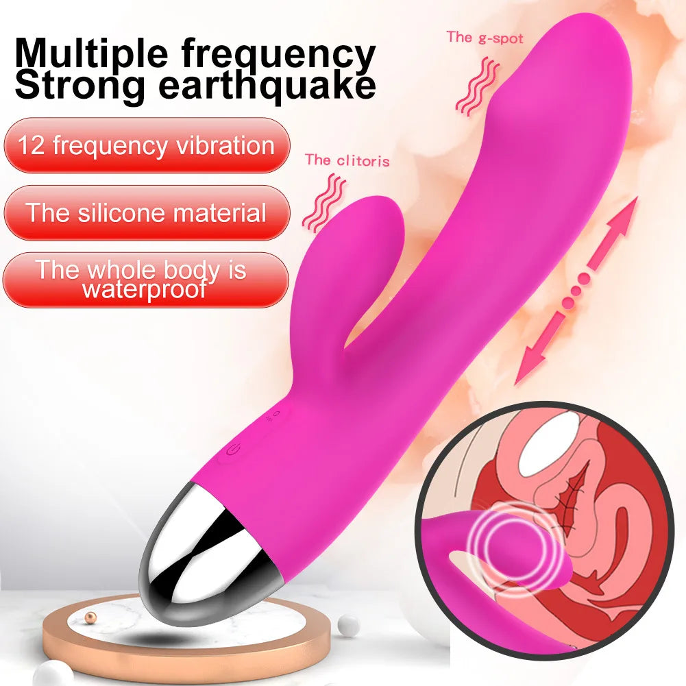 Dual-Headed Multi-Speed G-Spot Vibrator for Women, Body-Safe Silicone Clitoral and Vaginal Stimulator with Ergonomic Design