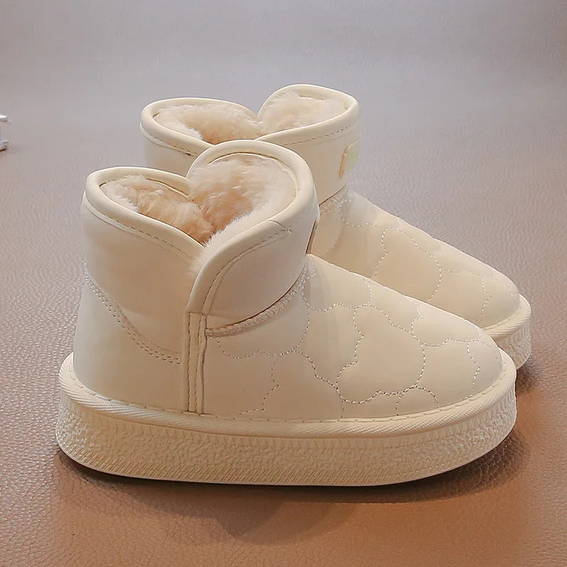 Children's Snow Boots 3-18 Years Old White Waterproof Non-slip Boys Girls Cotton Shoes Winter Soft Non-slip Kids Short Boots