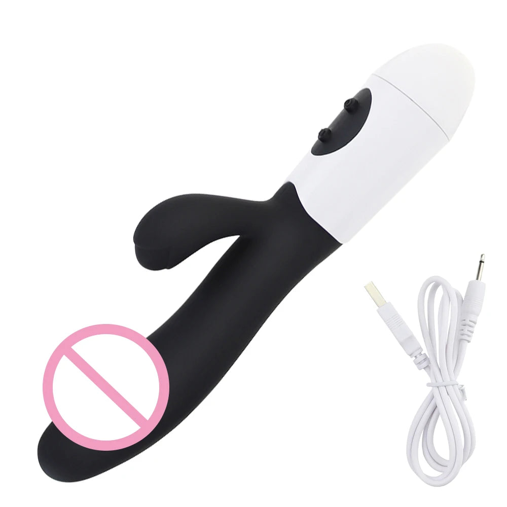 Rechargeable Dildo Rabbit Vibrator Dual Vibration G Spot Vagina Massager AV Stick Clitoris Sex Toys for Women Female Masturbator
