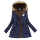 Korean Style Thickened Long Cotton Jacket Women's Winter Coat with Fleece Lining And Fur Collar Slim Fit plus Size Top