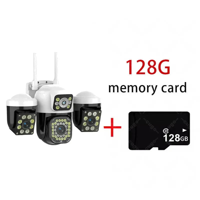 15MP 8K WiFi IP Camera 3 Lens 3 Screens Surveillance PTZ Camera IP Outdoor Waterproof  Auto Tracking  Security CCTV Cam YOOSEE