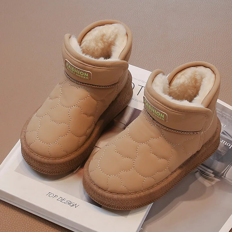 Children's Snow Boots 3-18 Years Old White Waterproof Non-slip Boys Girls Cotton Shoes Winter Soft Non-slip Kids Short Boots