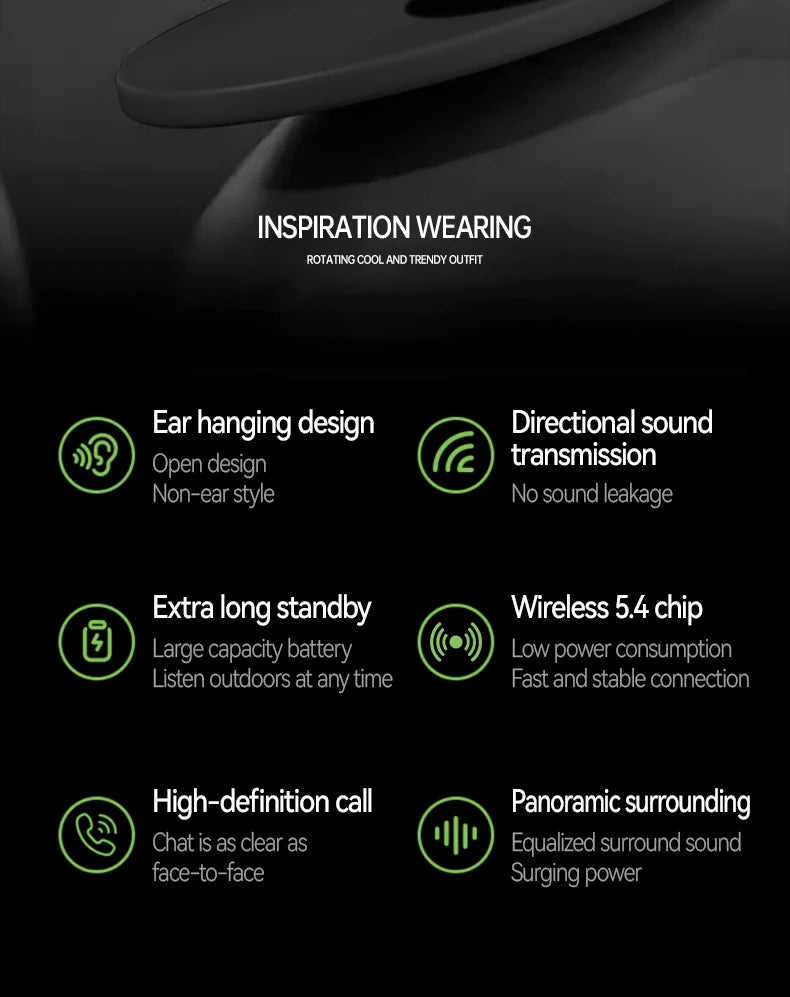 Acer Ohr502 Bluetooth Headset Open Design Wireless Call Noise Reduction Comfortable Wearing Sports Running Fitness Compatible with Mobile Phones Tablets Laptops