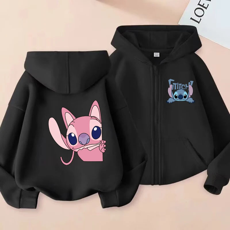 Funny Zip Up Sweatshirts Stitch Hoodie Children Clothes Kid Girl Boy Lilo and Stitch Sweatshirt Zipper Hoody Baby Casual Top