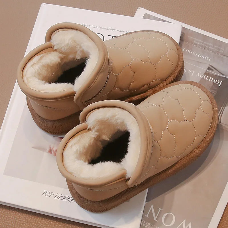 Children's Snow Boots 3-18 Years Old White Waterproof Non-slip Boys Girls Cotton Shoes Winter Soft Non-slip Kids Short Boots