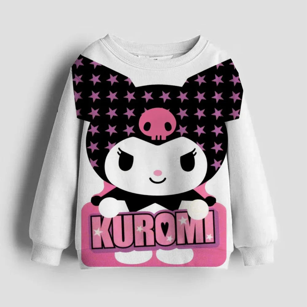 Christmas Kids Sportswear Baby Girls Hello Kitty Clothes Long Sleeve Cartoon Sweatshirt Tops Kuromi Girls Dance Team Hoodie
