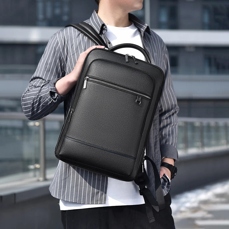 Executive Backpack Men PU Leather USB Charging Satchel Briefcase Office Travel Laptop Office Business Shoulder Back Pack Male