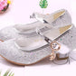 Girls High Heels Children's Leather Shoes Small Children Princess Single Shoes Sequins Students Dance Performance Gift
